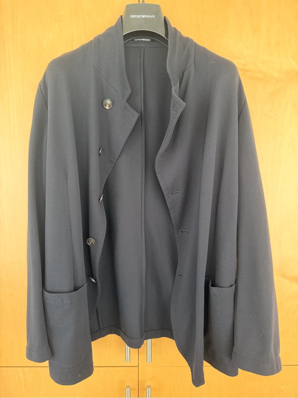 Emporio Armani Black Lightweight Knit Button Jacket